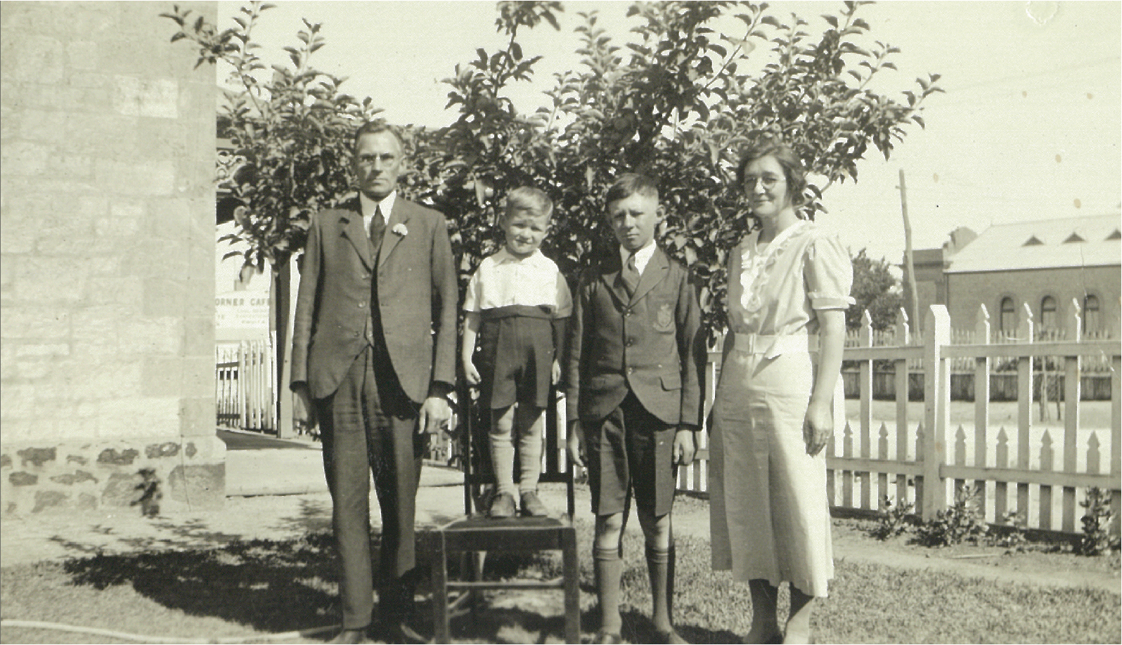 The Hawke family in front of their house in Bordertown (Hawke House)